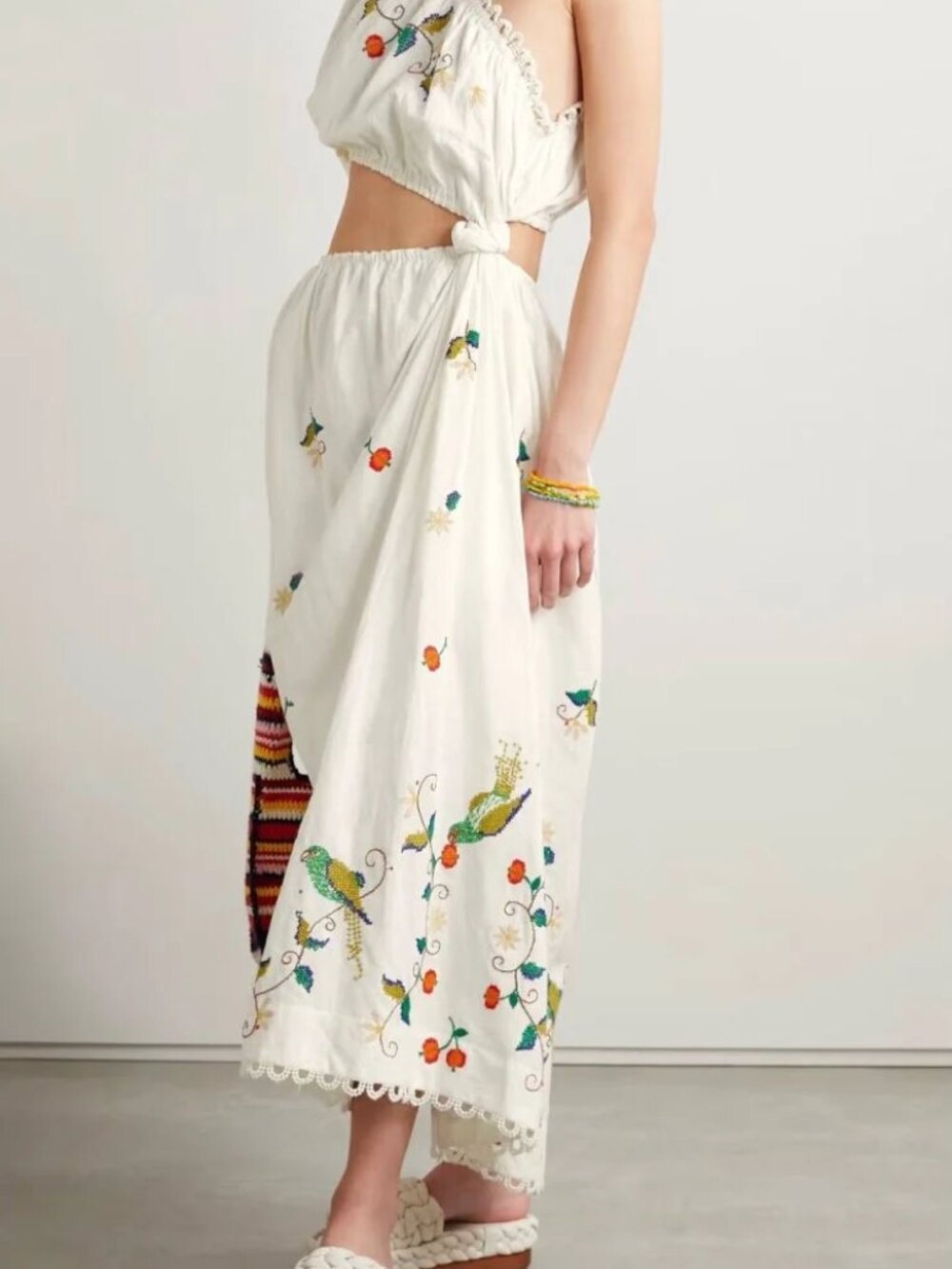 FARM Rio Pitanga Embroidery One-Shoulder Maxi Dress XS NWT